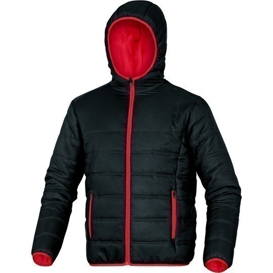 [903-302697-06]  DP DOON donsjas gematelasseerd met polyamide, zwart/rood, maat  XL