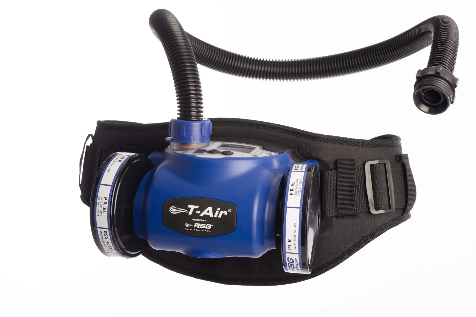 [106-000379] RSG 650103-05 DECON ready pack – 500E volgelaatsmasker (400502) + T-air PAPR (650103) + Decon riem (600853) + Ademslang (661378)